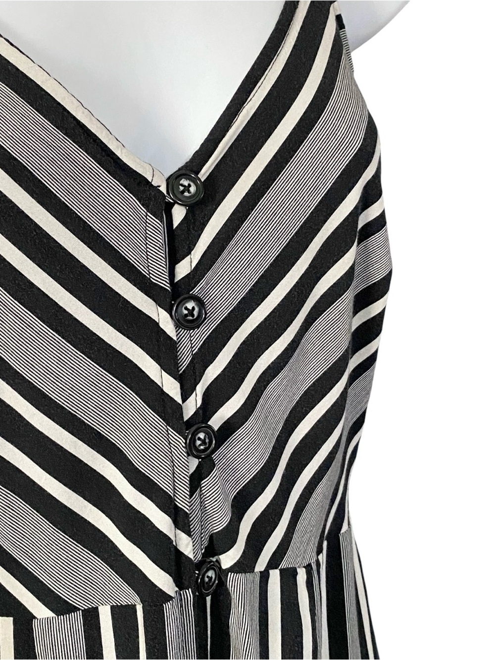 Xhilaration Black Striped Sundress Sz Small Button Front Nautical Coastal Resort - Picture 4 of 9